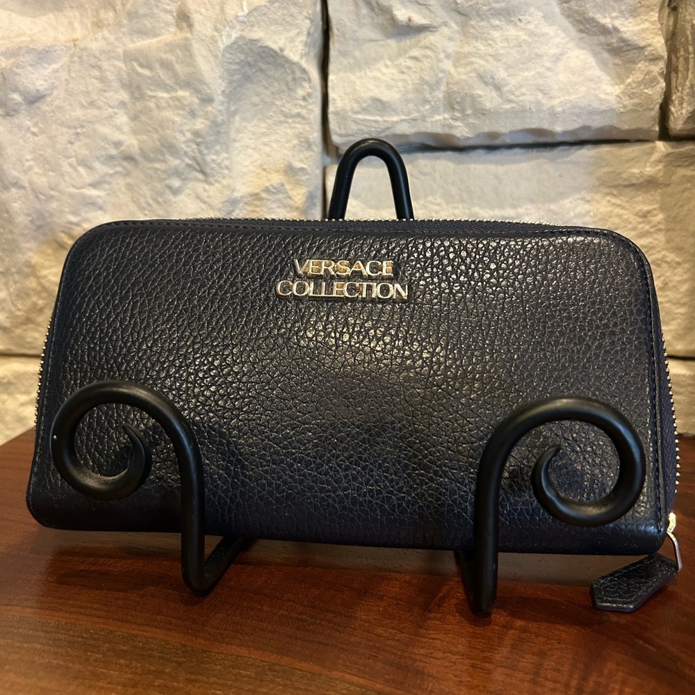 Versace Collection Navy Textured Wallet
